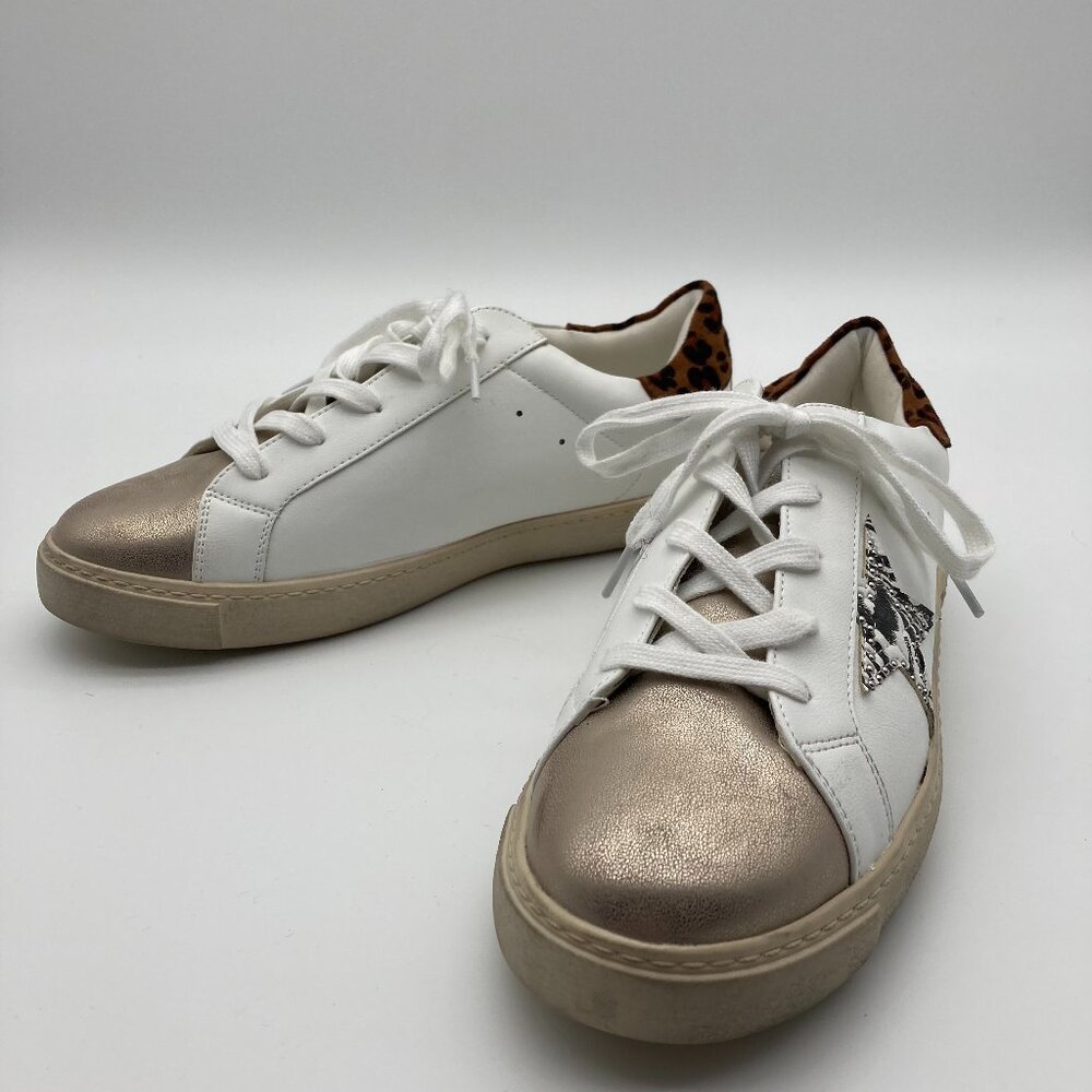 My Story Mayvis White Leopard Print Star Fashion Sneaker Size US 9.5 Synthetic